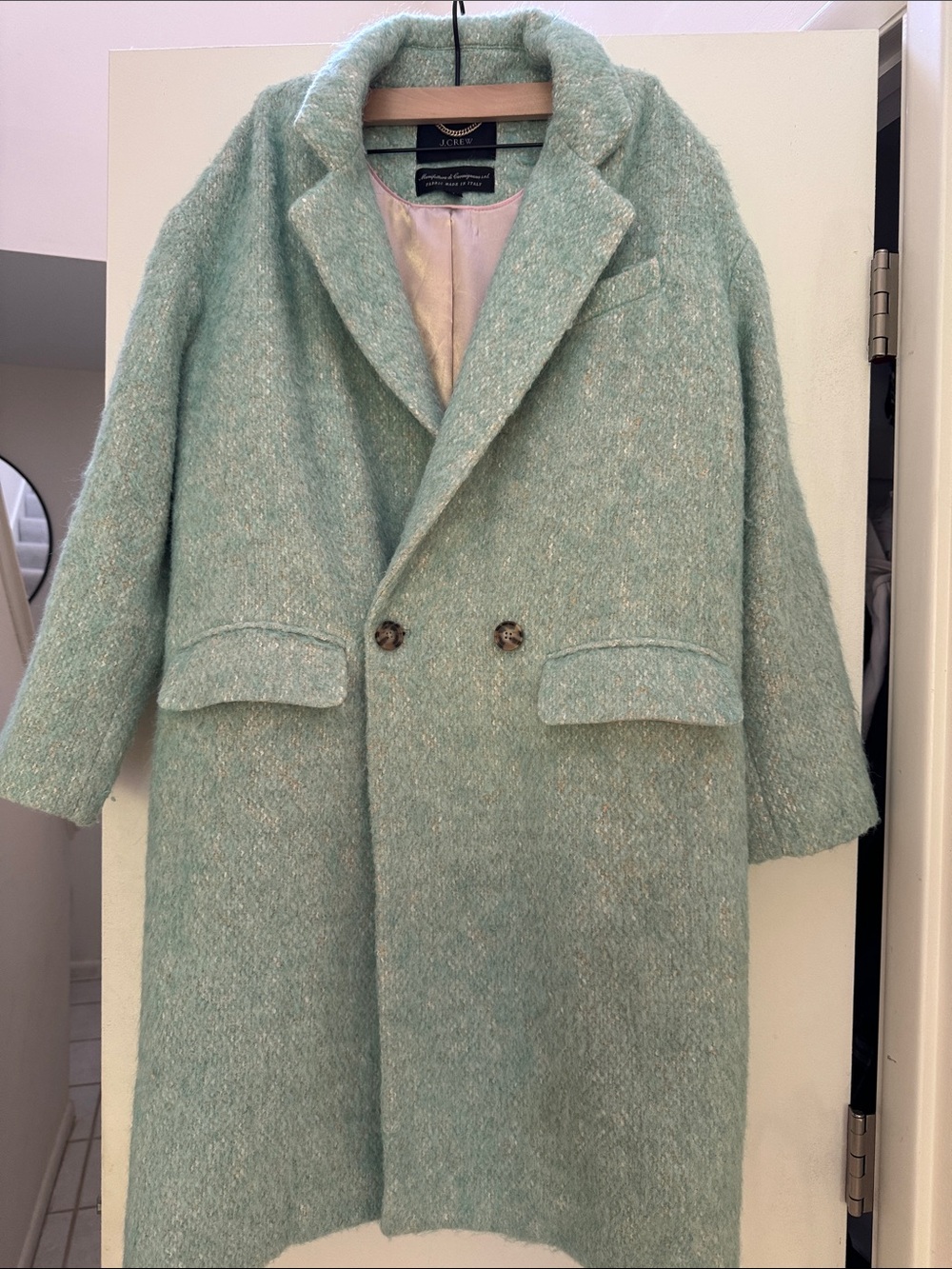 J. Crew Mint Green Double-Breasted Pea Coat